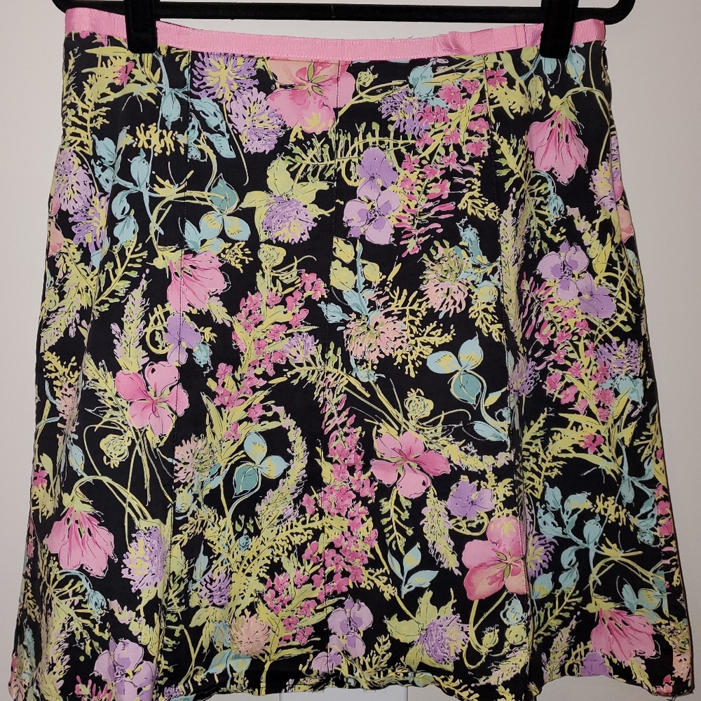 Rafaella Colorsplash Floral A-line Skirt, Sz 14